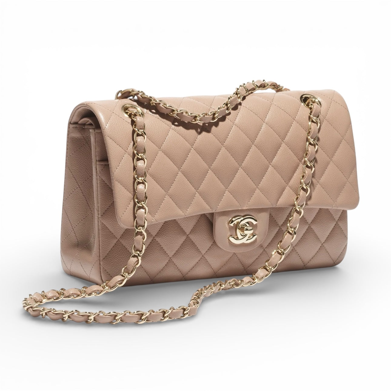 Chanel 21 Classic Flap Beige Caviar